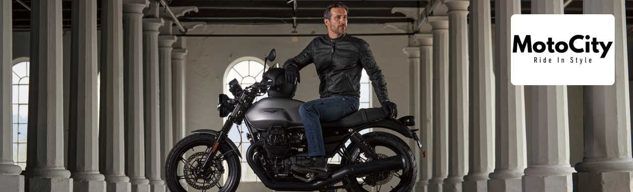 Moto Guzzi motorcycles at Motocity Daytona dealership.
