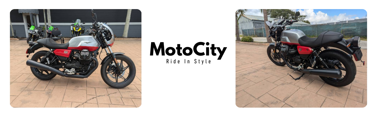 Motorcycles are parked along a scenic route near the coastline.
